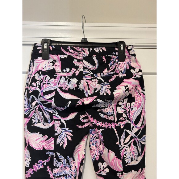 Lilly Pulitzer Kelly Ankle Pant Onyx Wild One Floral Size 2 Preppy Beach Resort - Picture 4 of 5